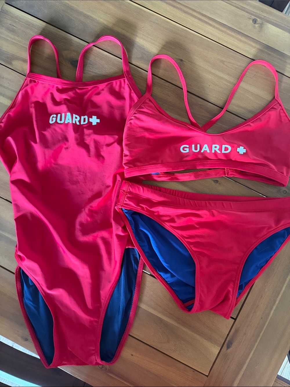 Women’s Red Lifeguard Swimsuit Set M